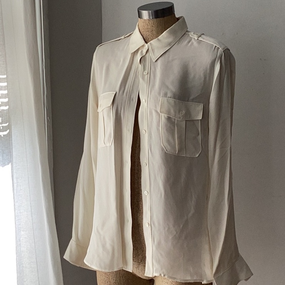 Theory Silk Button Down Blouse - image 4